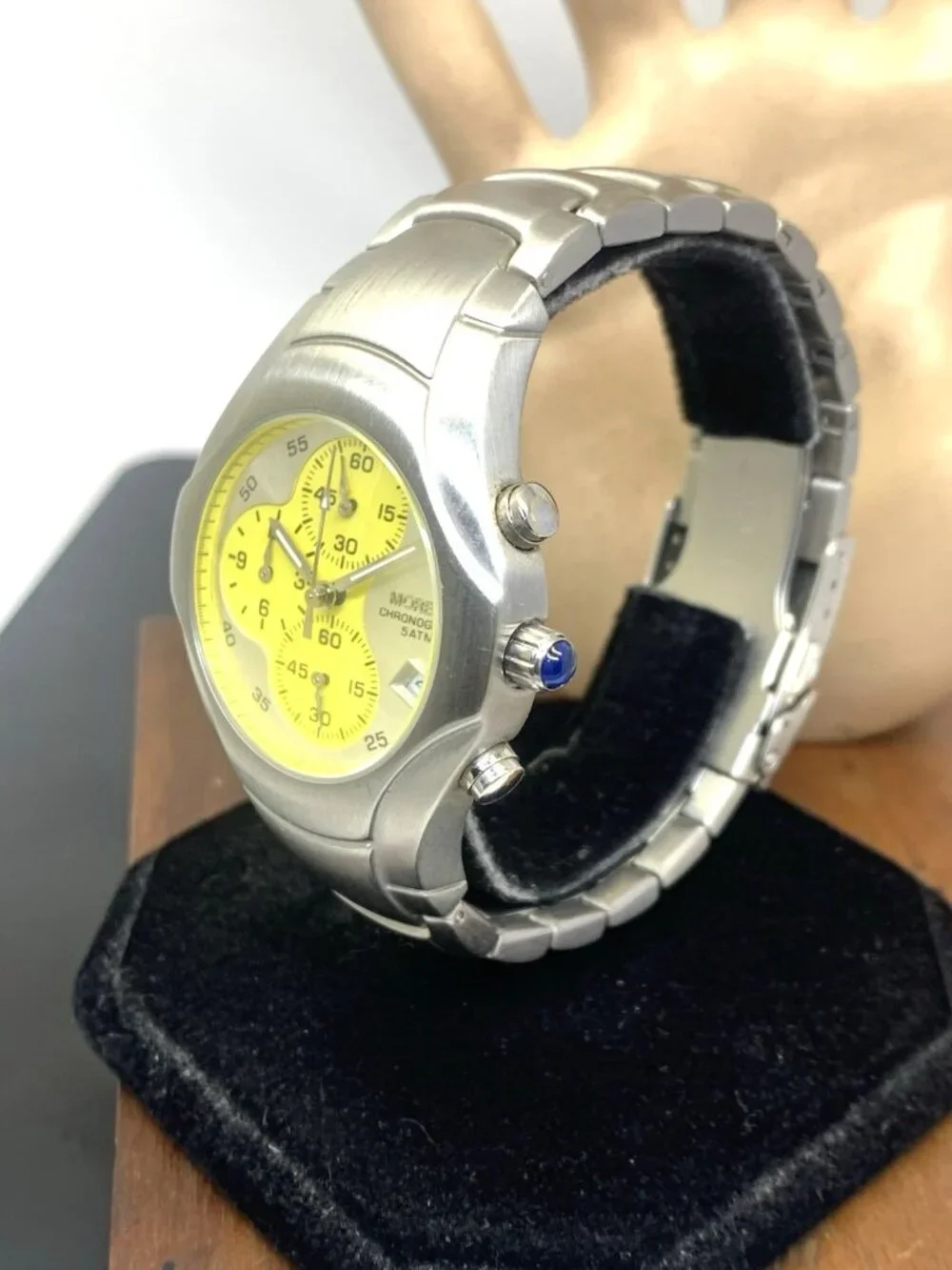Gianni Moretti Men's Watch Quartz Chronograph Silver Yellow Dial Stainless Steel